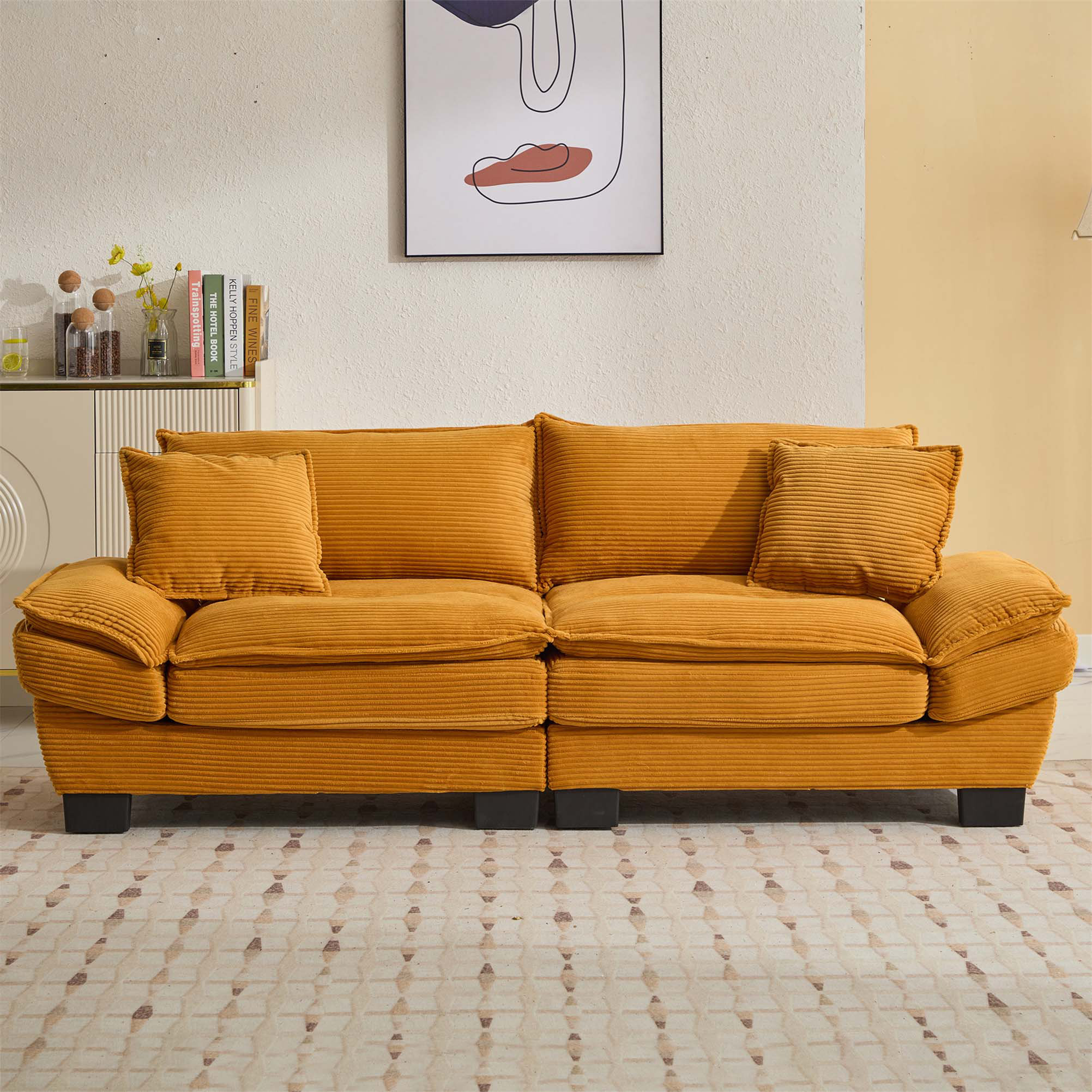 Mustard loveseat sales